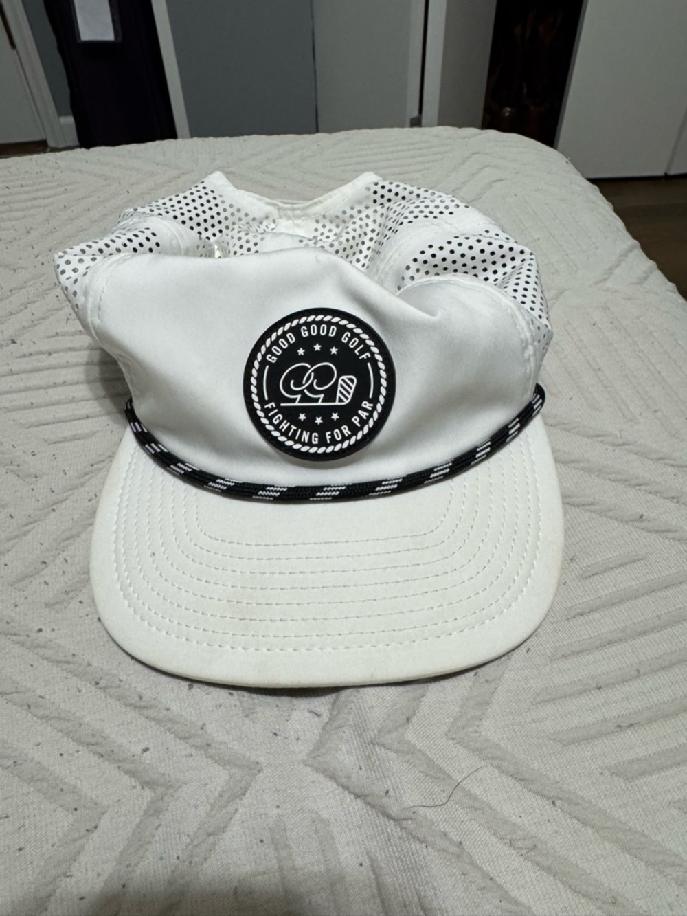 Good Good Golf White Rope-Trim Golf Cap